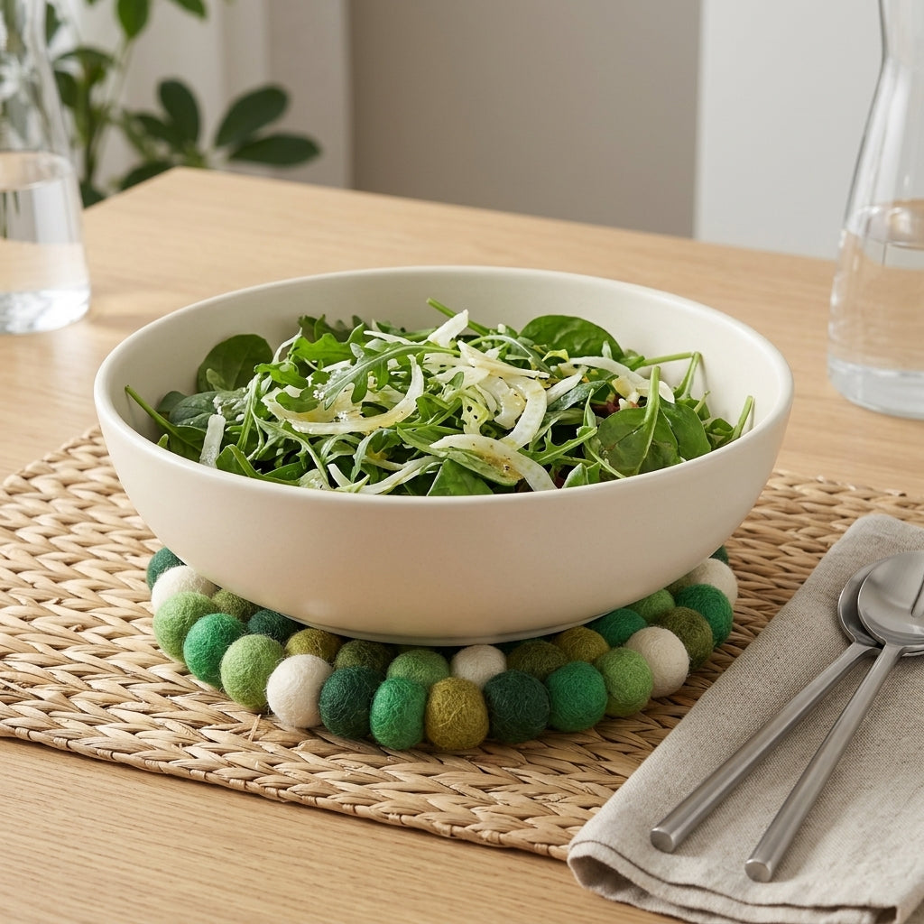 Forest Green Wool Felt Trivet Heat Mat – Handmade Pot Mat