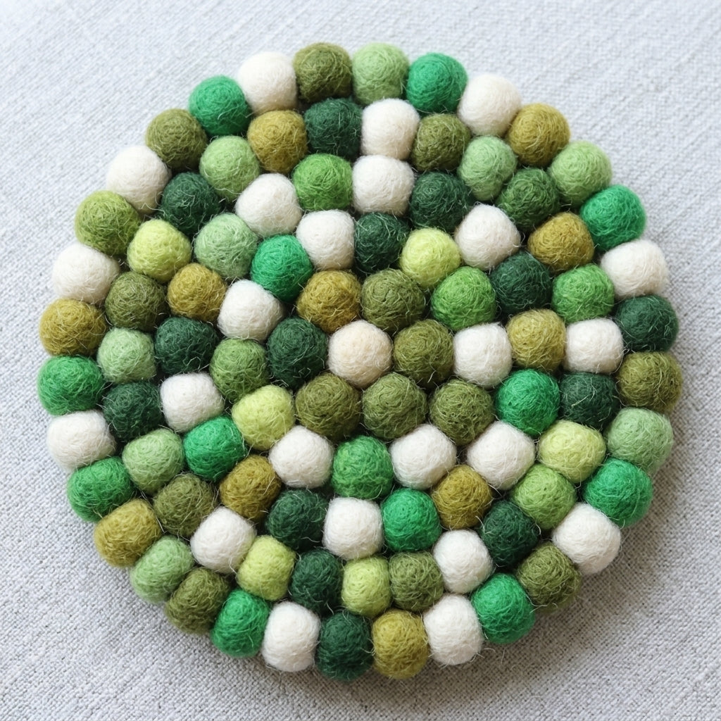 Forest Green Mix Wool Felt Coasters – Set of 4