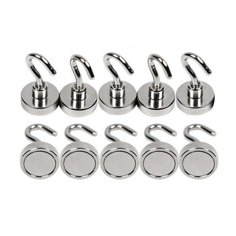 10x Strong Rare Earth Neodymium N38 Magnetic Hanger Holder Magnet Hooks 5.5kg