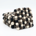 Monochrome Pebble / Black Wool Felt Coasters – Set of 4