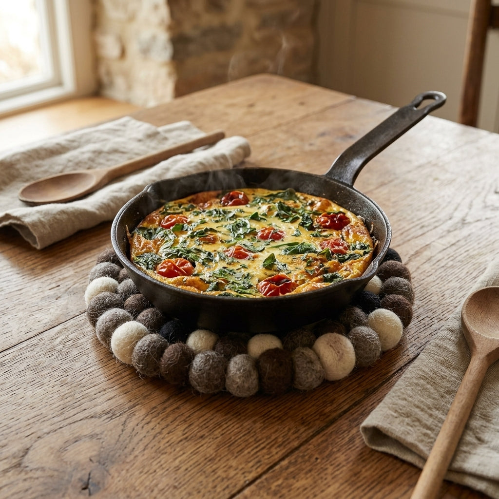 Monochrome Pebble Wool Felt Trivet Heat Mat – Handmade Pot Mat