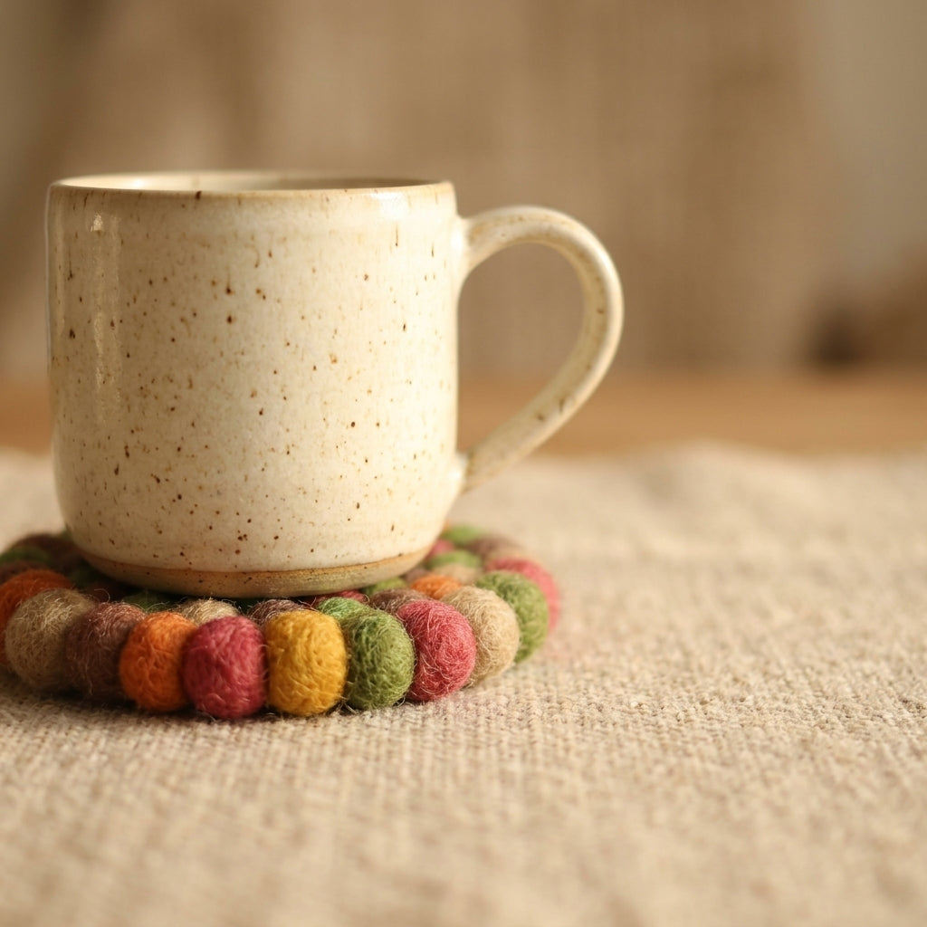 Harvest Garden / Autumn Mix Wool Felt Coasters – Set of 4