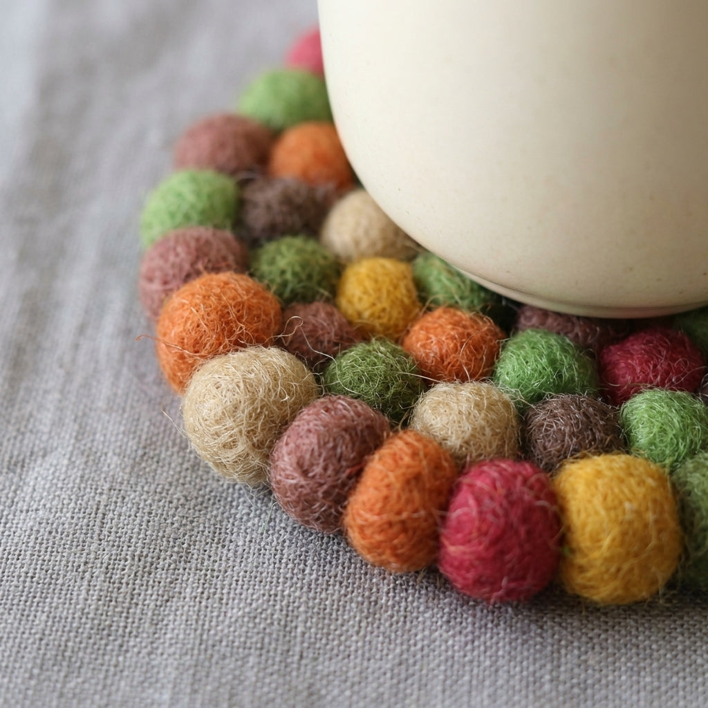 Harvest Garden / Autumn Mix Wool Felt Coasters – Set of 4