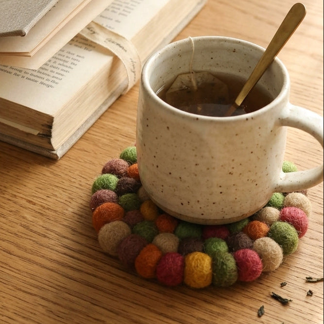 Harvest Garden / Autumn Mix Wool Felt Coasters – Set of 4
