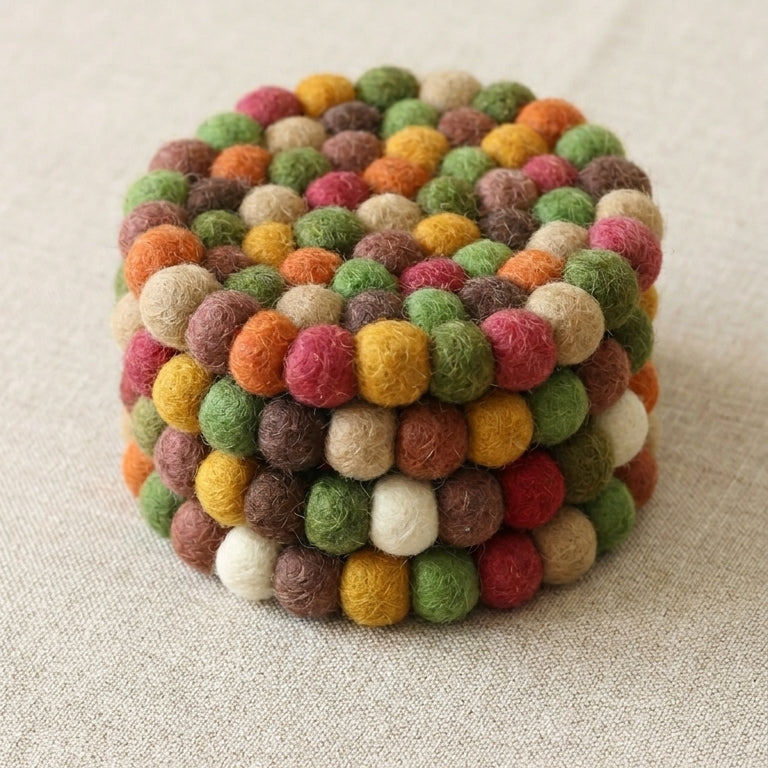 Harvest Garden / Autumn Mix Wool Felt Coasters – Set of 4