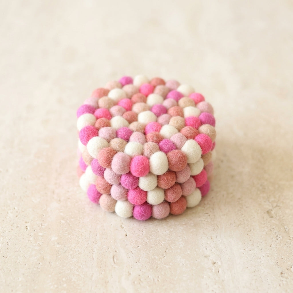 Berry Pop / Pink Wool Felt Coasters – Set of 4
