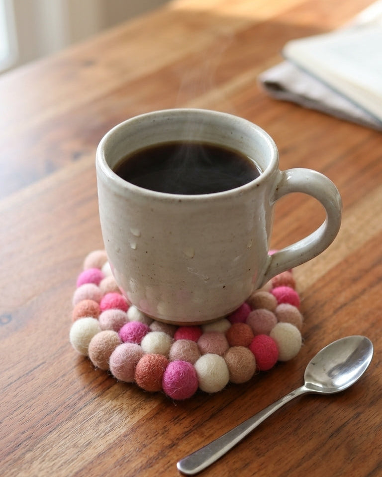 Berry Pop / Pink Wool Felt Coasters – Set of 4