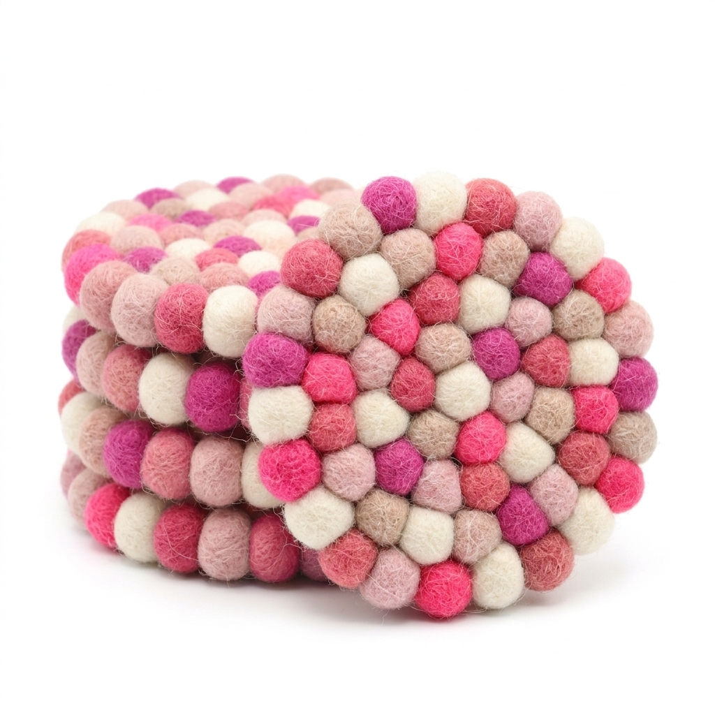 Berry Pop / Pink Wool Felt Coasters – Set of 4