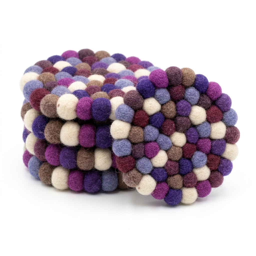 Plum Violet / Purple Wool Felt Coasters – Set of 4