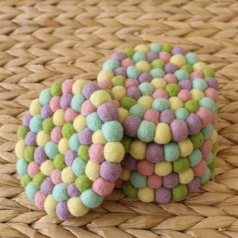 Pastel Rainbow / Pastel Wool Felt Coasters – Set of 4