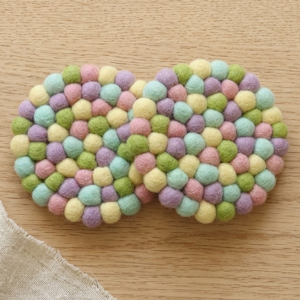 Pastel Rainbow / Pastel Wool Felt Coasters – Set of 4