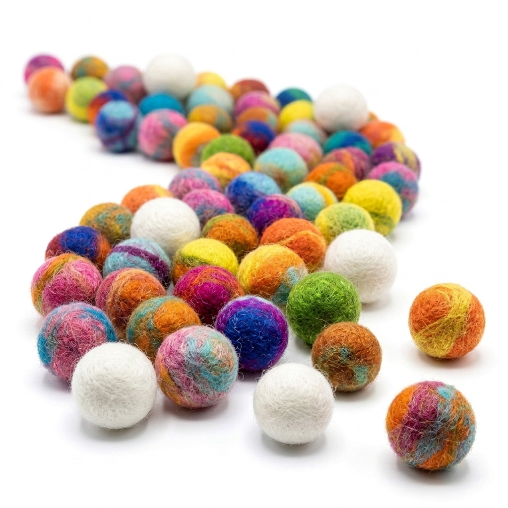 1.5 cm Wool Felt Balls | 100 Pack | Handmade in Nepal | 12 Colours | Craft Supplies