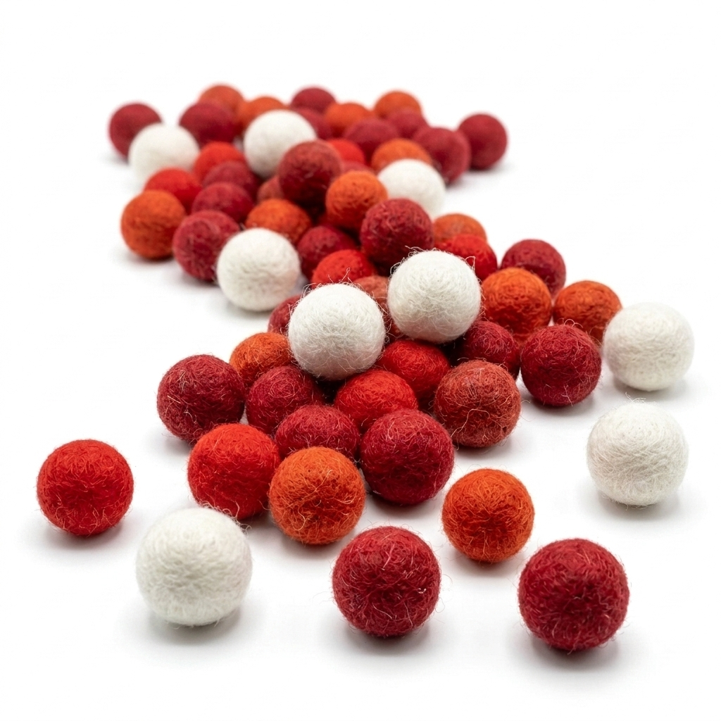 1.5 cm Wool Felt Balls | 100 Pack | Handmade in Nepal | 12 Colours | Craft Supplies