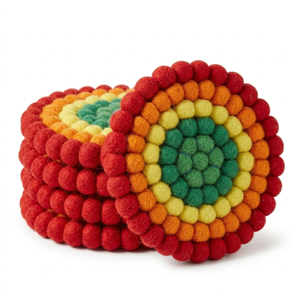 Rainbow Rings / Rainbow Wool Felt Coasters – Set of 4