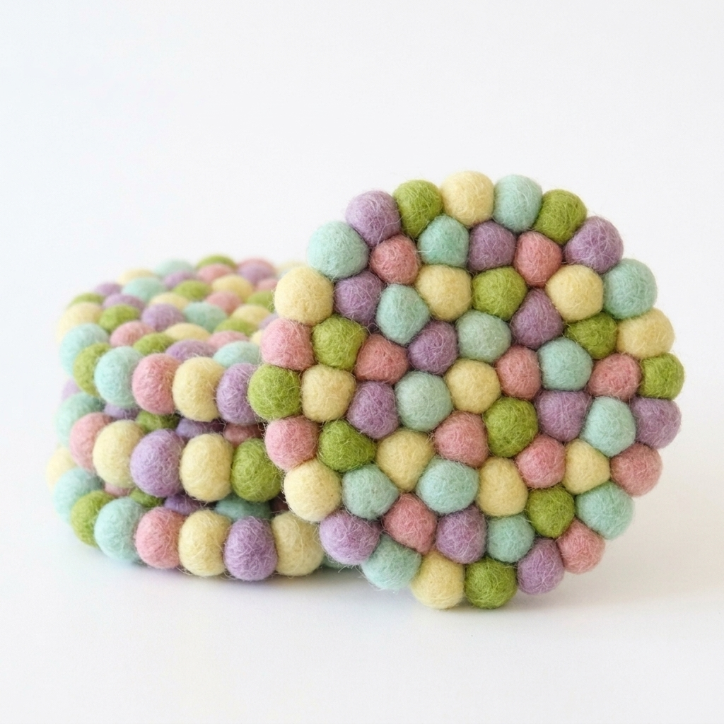 Pastel Rainbow / Pastel Wool Felt Coasters – Set of 4