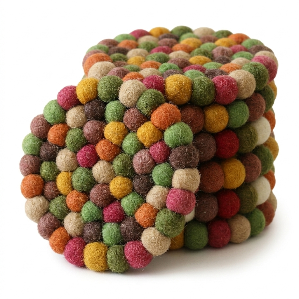 Harvest Garden / Autumn Mix Wool Felt Coasters – Set of 4