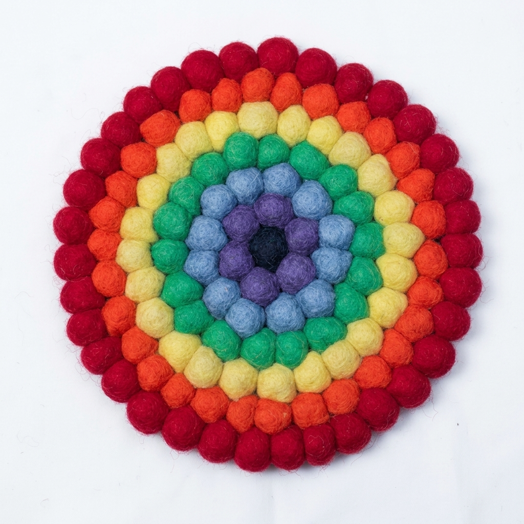 Rainbow Wool Felt Trivet Heat Mat – Handmade Pot Mat