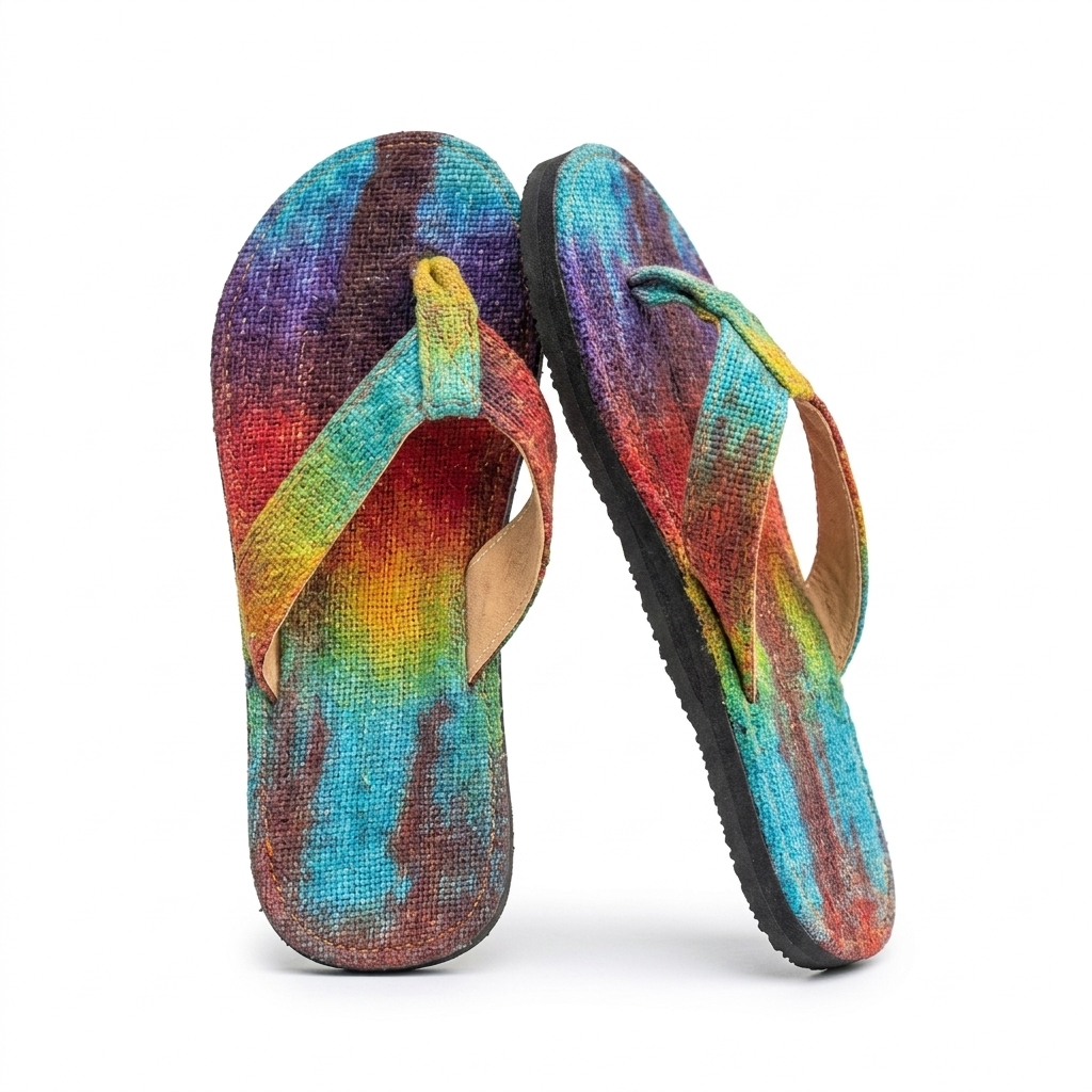 Hemp Flip Flops – Rainbow & Striped Tie Dye Vegan Hemp Sandals