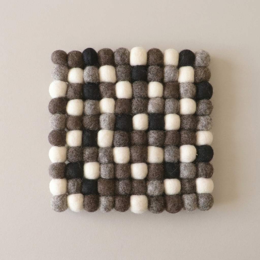 Monochrome Pebble Wool Felt Trivet Heat Mat – Handmade Pot Mat