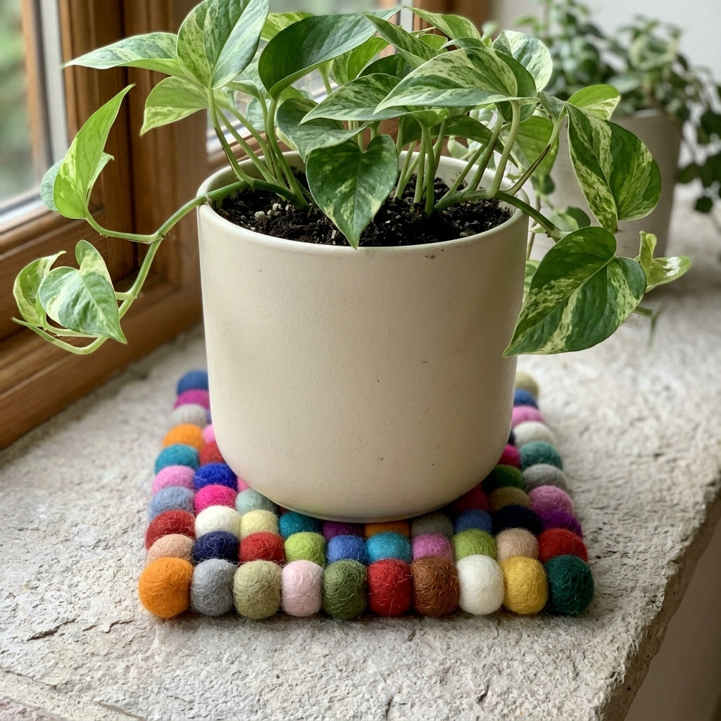 Confetti Wool Felt Trivet – Handmade Pot Mat