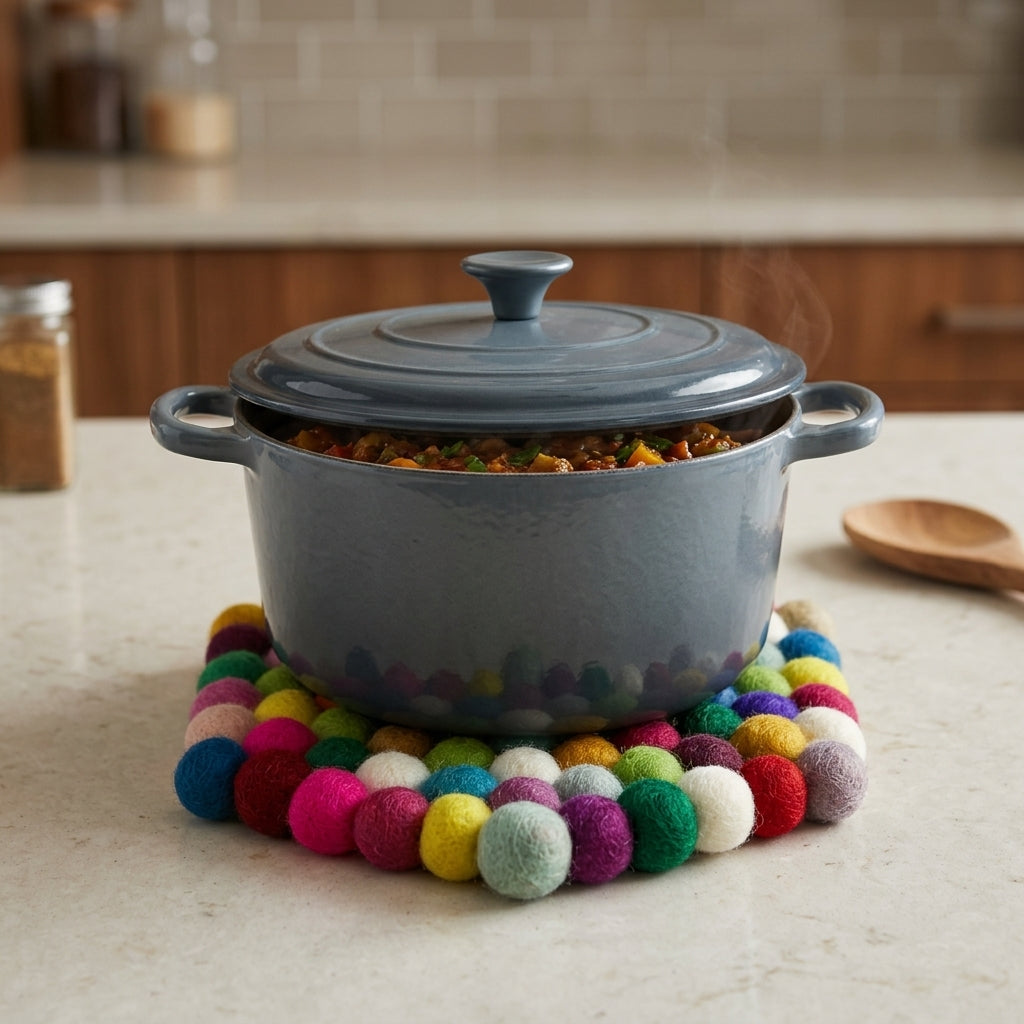 Confetti Wool Felt Trivet – Handmade Pot Mat