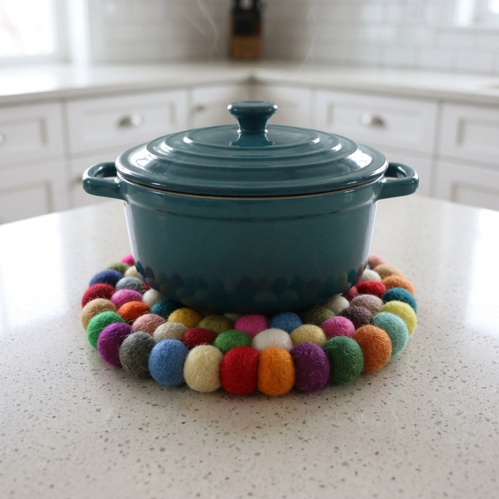 Confetti Wool Felt Trivet – Handmade Pot Mat