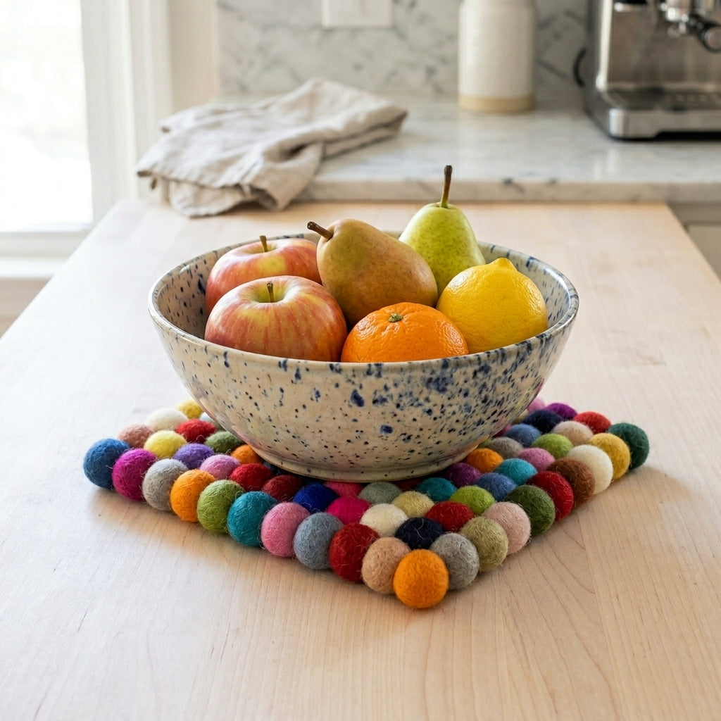 Confetti Wool Felt Trivet – Handmade Pot Mat