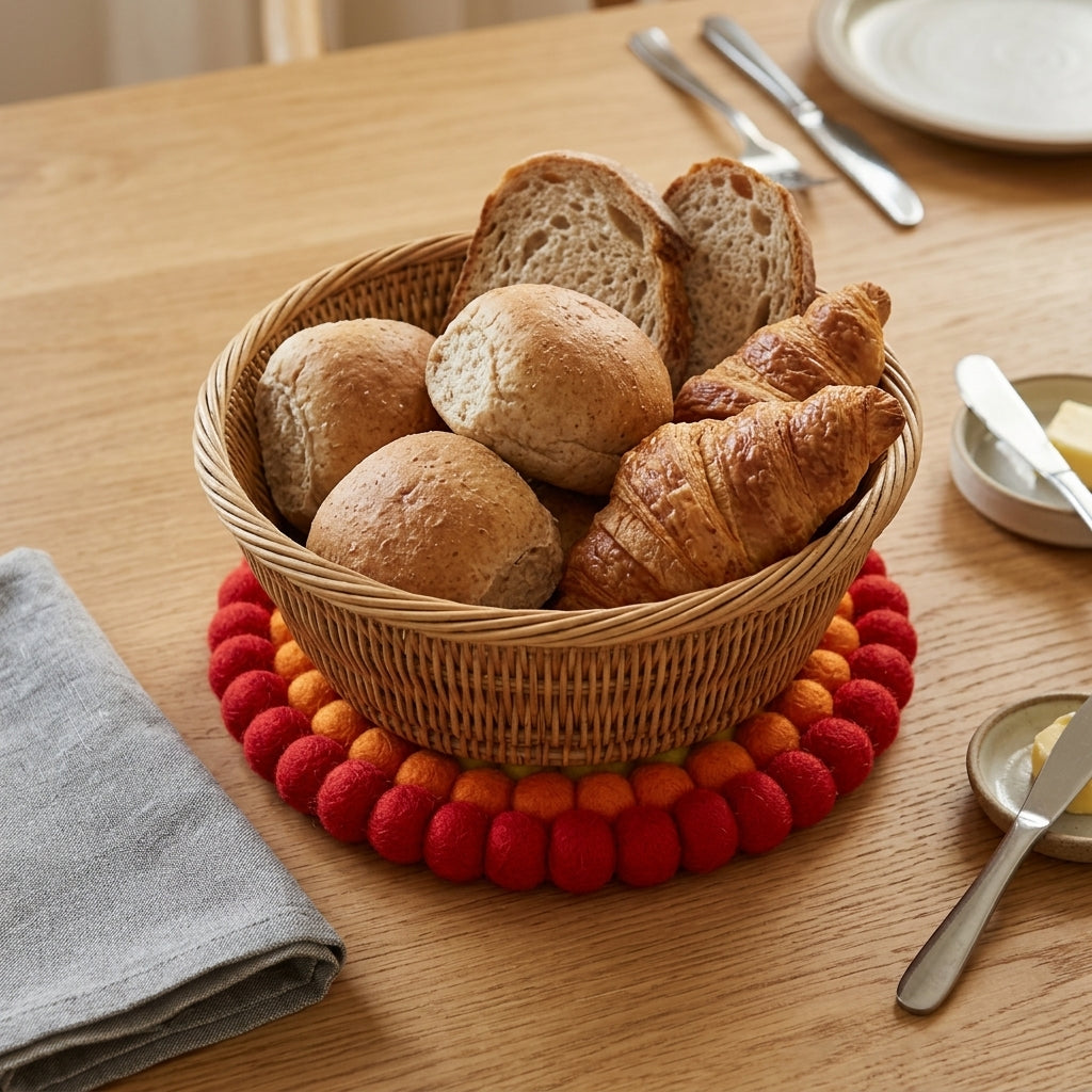 Rainbow Wool Felt Trivet Heat Mat – Handmade Pot Mat