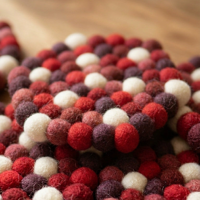 Red Berry / Red Wool Felt Coasters – Set of 4