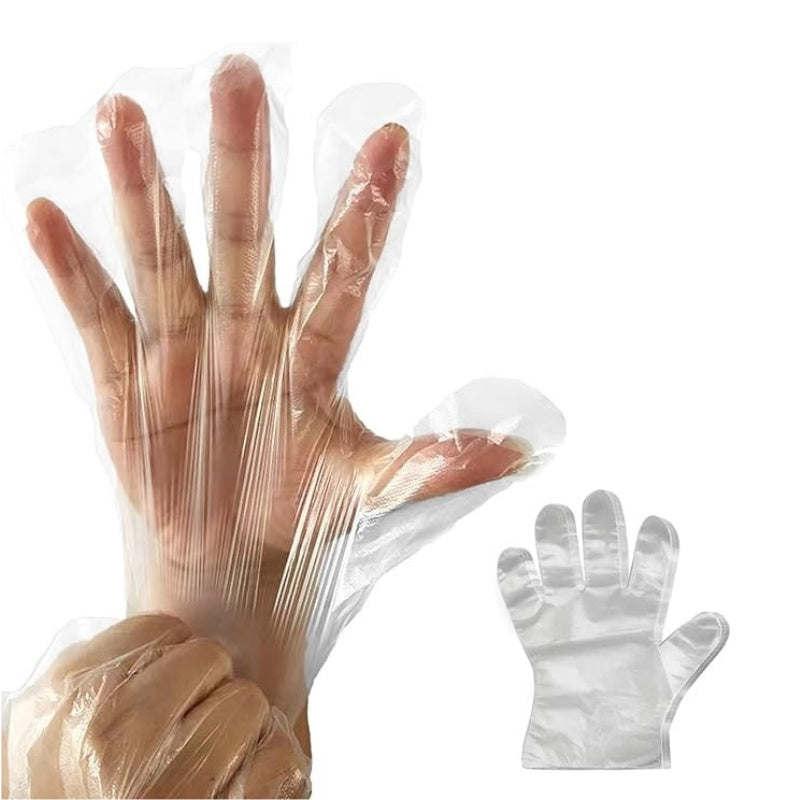 100pcs Disposable Plastic Gloves Transparent Food Handling Hygienic Clear Bulk