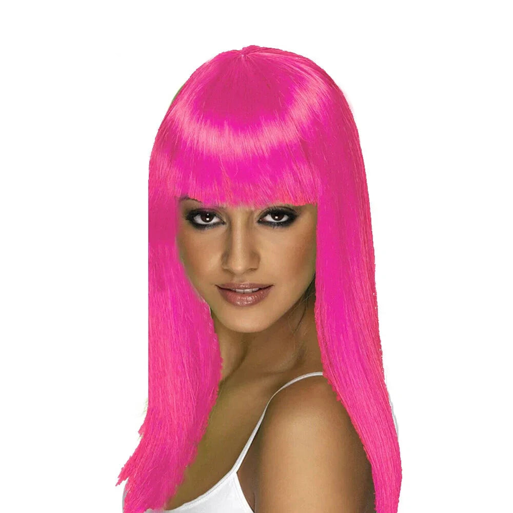 Womens Long Straight WIG With Bangs Hair Party Full Wigs Sleek Synthetic Cosplay