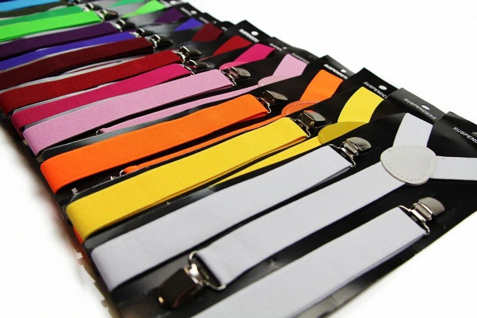 Mens Suspenders Braces Elastic Strong Adjustable Formal Wedding