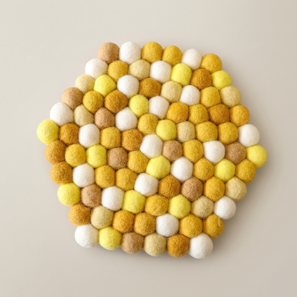 Mustard Honey Yellow Wool Felt Trivet Heat Mat – Handmade Pot Mat